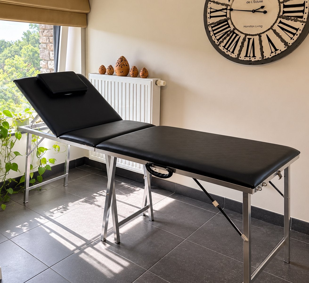 Professionele inklapbare massage-/behandeltafel — zwart, Ophalen of Verzenden, Zo goed als nieuw, Massagetafel
