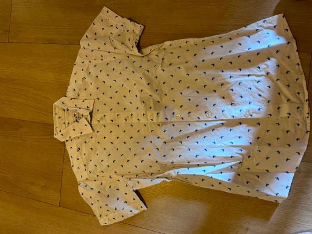 hemd komrte mouw blauw wit gwear xs, Kinderen en Baby's, Kinderkleding | Maat 152, Ophalen of Verzenden, Gebruikt, Jongen, Overhemd of Blouse