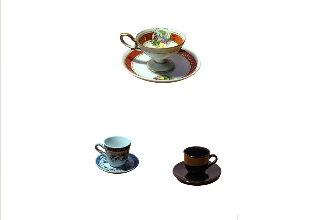 3 tasses à expresso avec sous-tasses vintage (prix pièce), Antiquités & Art, Enlèvement