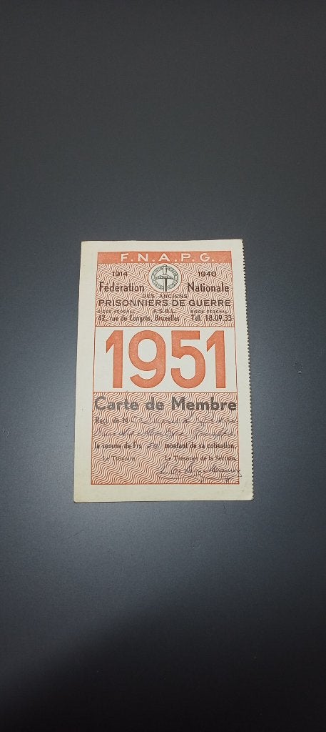 Carte de Membre Prisonniers de guerre, Verzamelen, Ophalen of Verzenden, Landmacht, Boek of Tijdschrift