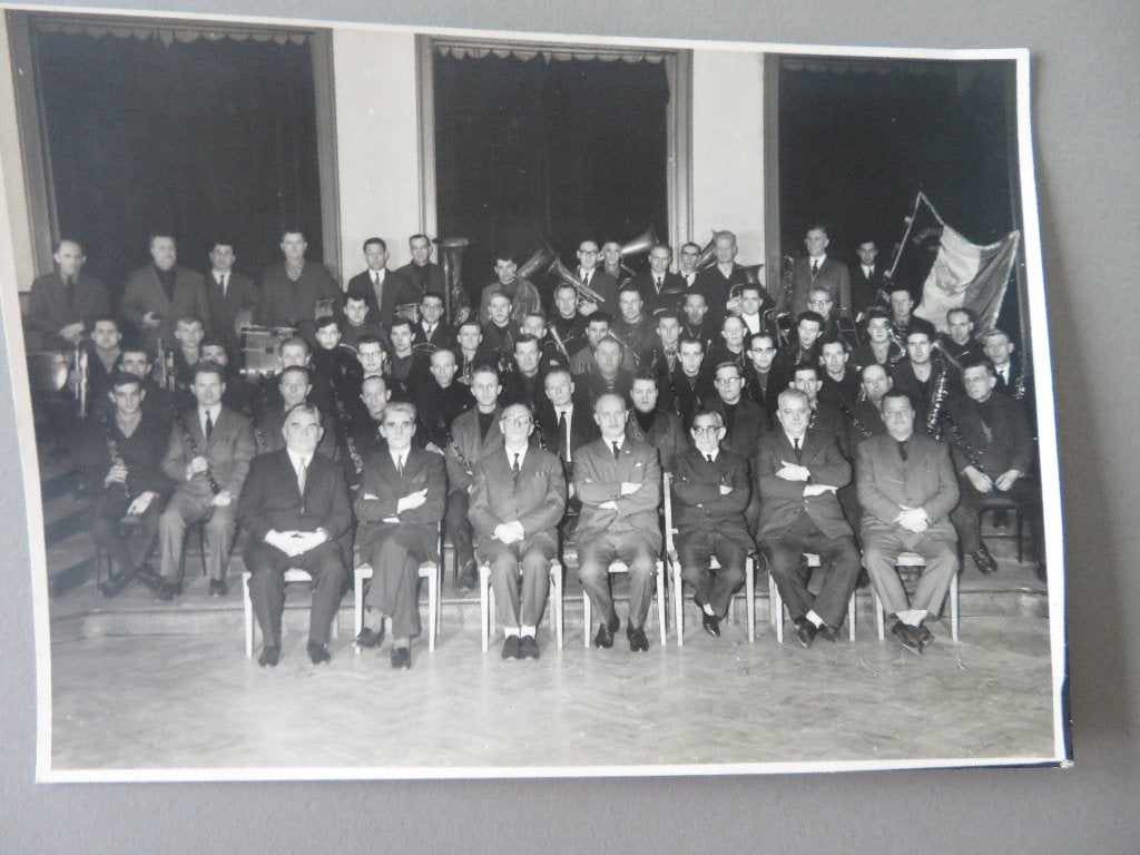 1940,s foto harmonie fanfare Balen dhr. Jennen Glaverbel ?, Foto, Ophalen of Verzenden, Zo goed als nieuw, 1940 tot 1960
