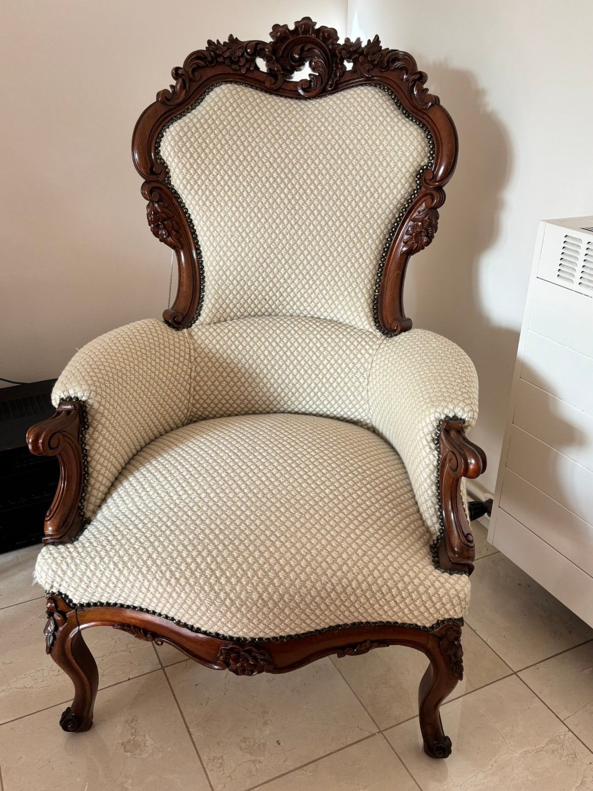Zetel Louis XV-bergère in massief mahoniehout, Maison & Meubles, Enlèvement