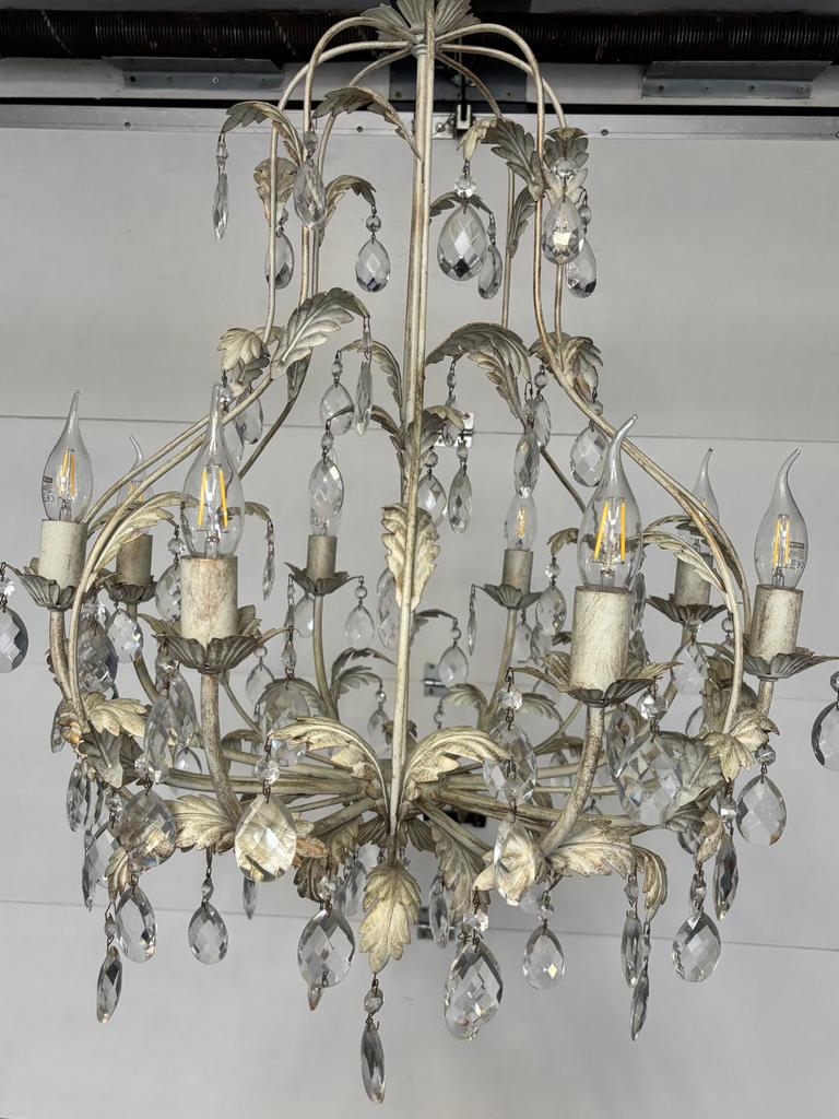 Prachtige Franse Kroonluchter – 8-lichts – Landelijk, Maison & Meubles, Lampes | Lustres, Comme neuf, Enlèvement
