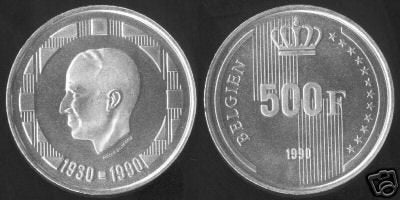 België: 500 frank 1990 Duits in FDC = morin 846, Postzegels en Munten, Verzenden, Losse munt
