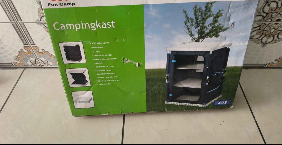 Aluminium opvouwbare campingkeukenkast met 3 planken