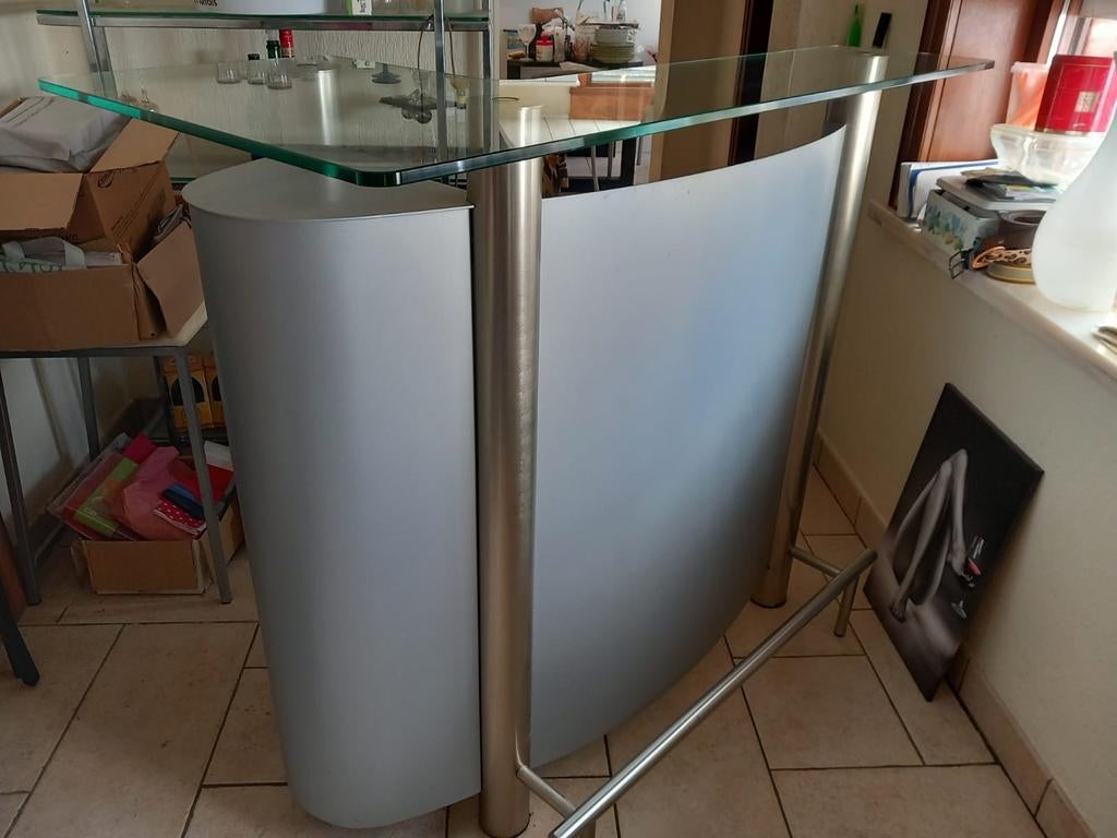 Bar in inox met glas, Maison & Meubles, Enlèvement