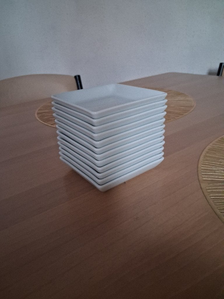 12 Bordjes - 9,5cm x 9,5cm - APILCO, Ophalen, Zo goed als nieuw, Wit