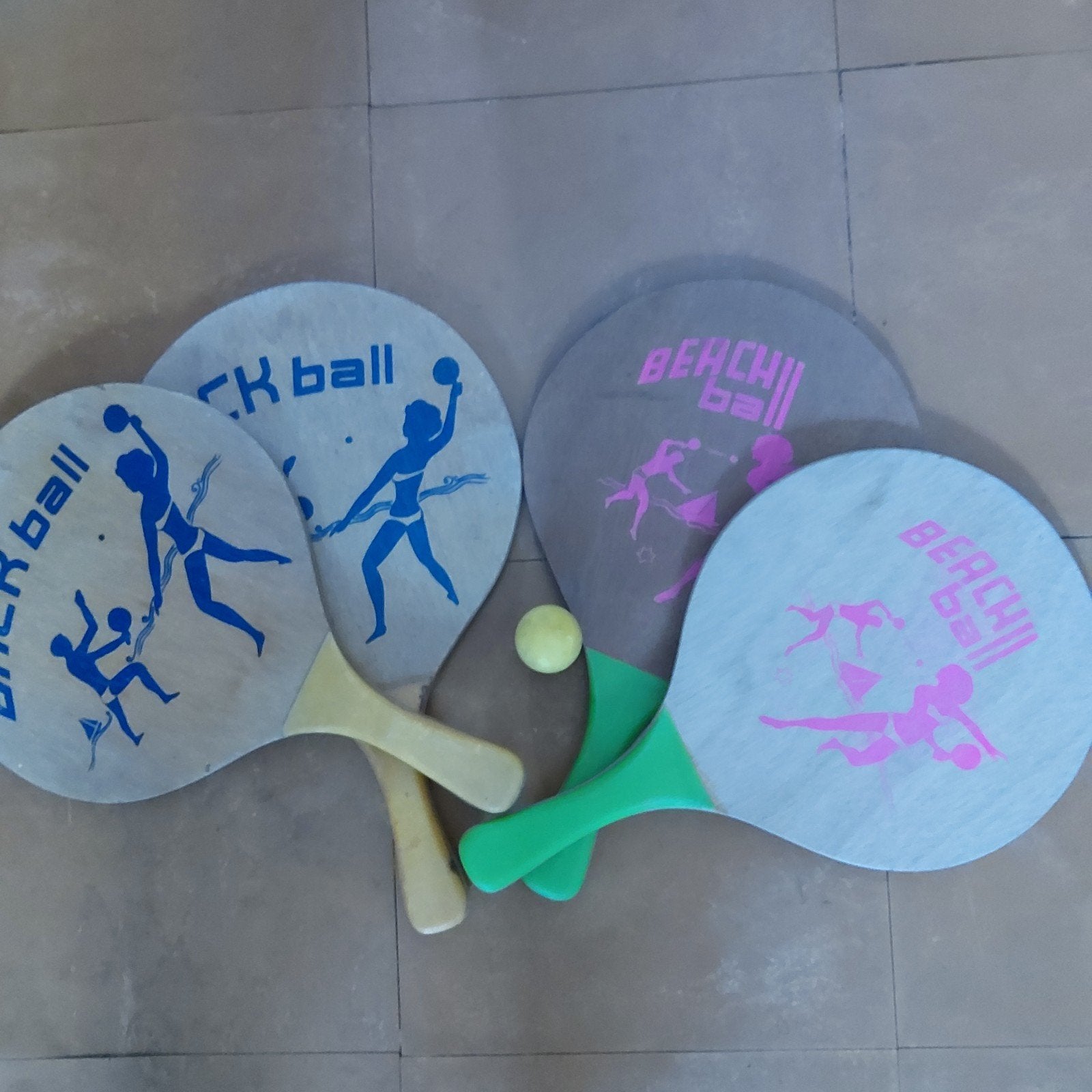 Beachball spel: 2 x2 houten rackets en bal, Ophalen of Verzenden, Gebruikt