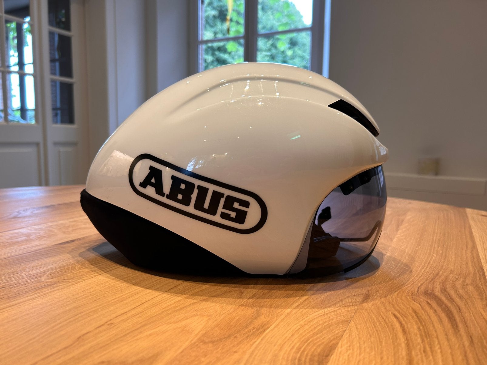 ABUS Gamechanger TT 1.1 Large (L) 57-61 cm Shiny White, Fietsen en Brommers, Ophalen, Zo goed als nieuw, L, Heer of Dame