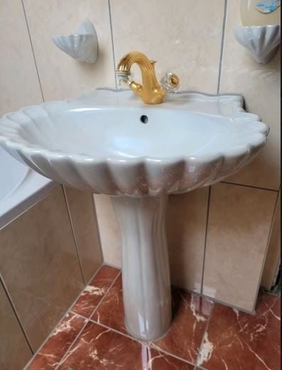 vintage wastafel  parelmoer schelp Villeroy Boch eind 70er, Enlèvement, Maison et Meubles