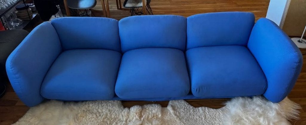 Grote blauwe sofa - Arflex Marenco stijl, 250 à 300 cm, Marenco, Banc droit, Comme neuf