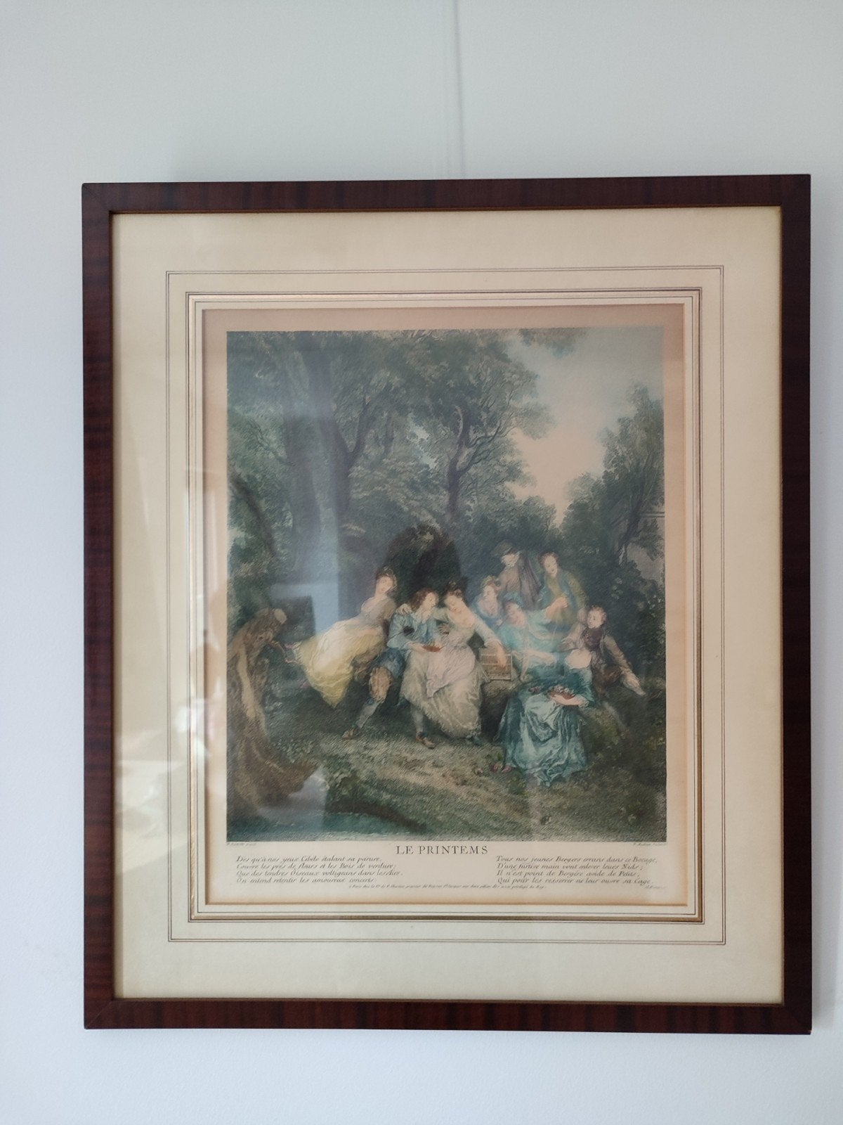 2 Copie antieke Franse Rococo-gravure genaamd "Le Printemps", Antiquités & Art, Enlèvement