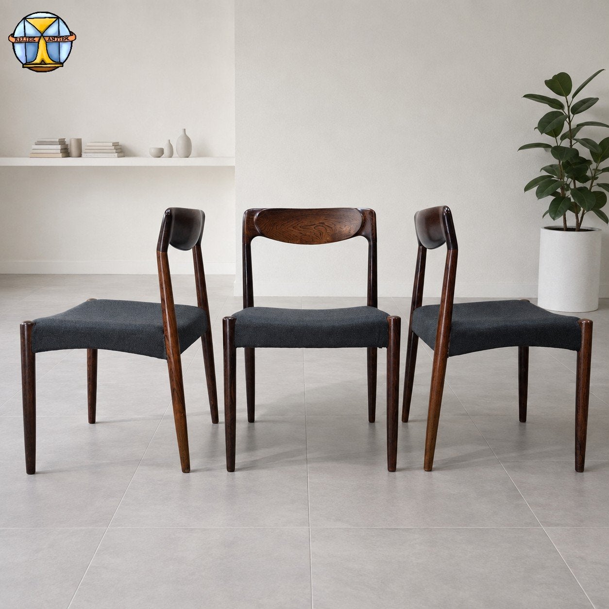 3x Vintage Deense Dyrlund stoelen Palissander herstoffeerd, Ophalen of Verzenden