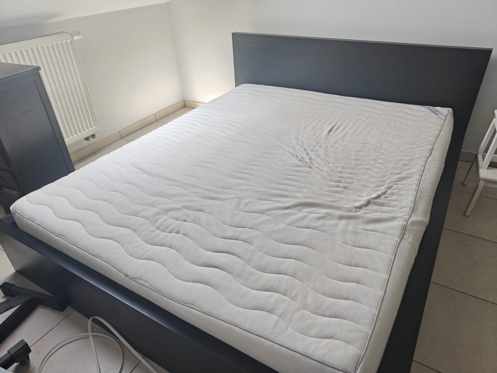 Ikea Malm tweepersoons bed, matras en lattenbodem, Maison & Meubles, Chambre à coucher | Lits, 210 cm, Enlèvement, Utilisé, 180 cm