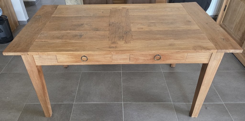 Table à manger ancienne en teck, Teck, 150 à 200 cm, Comme neuf, Enlèvement