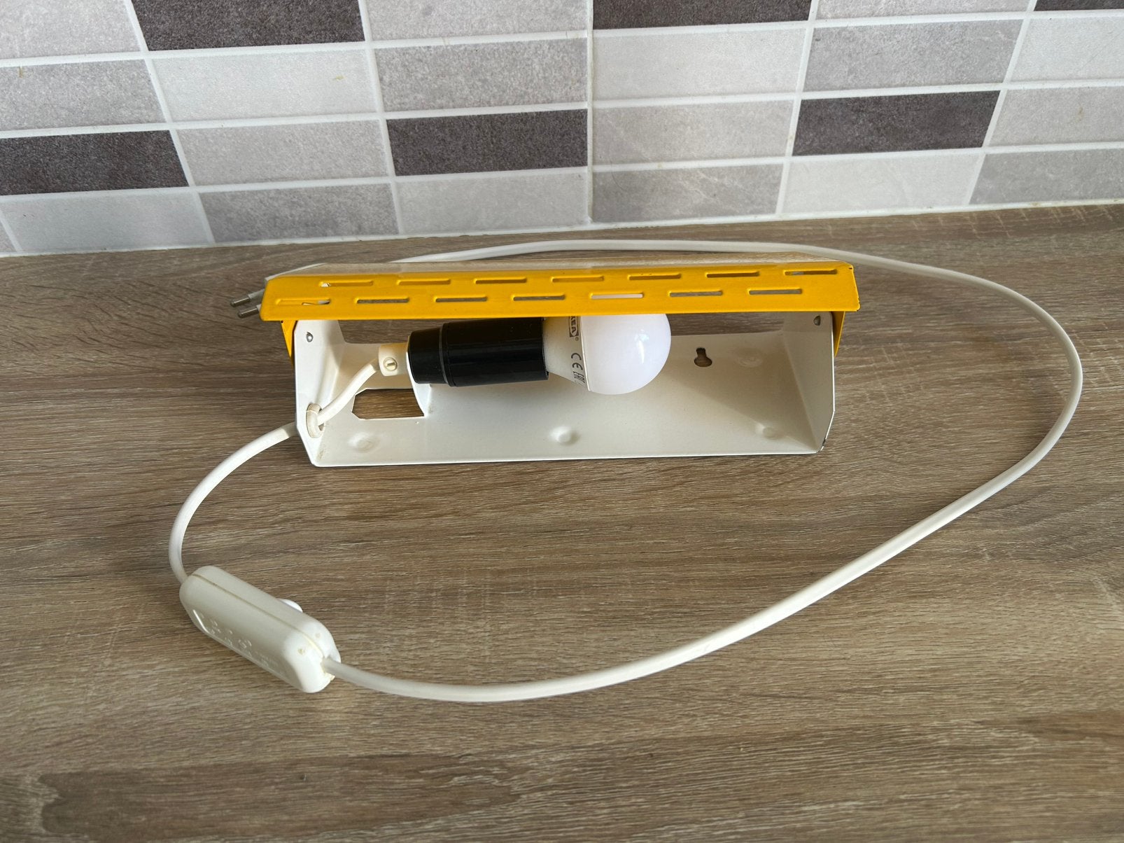 Vintage gele lamp/wandlamp, Ophalen, Gebruikt, Metaal, Geel