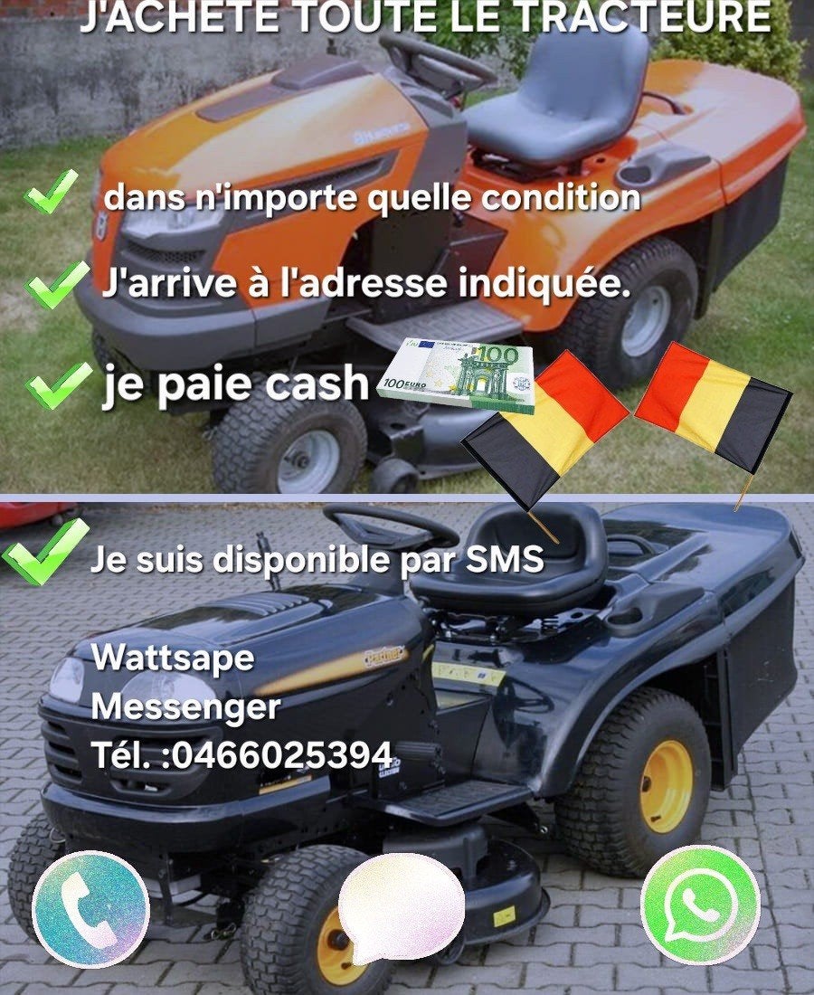 J'ACHETE TOUT LE TYPE DE TRACTEURE TONDEUSE, Jardin & Terrasse, Enlèvement