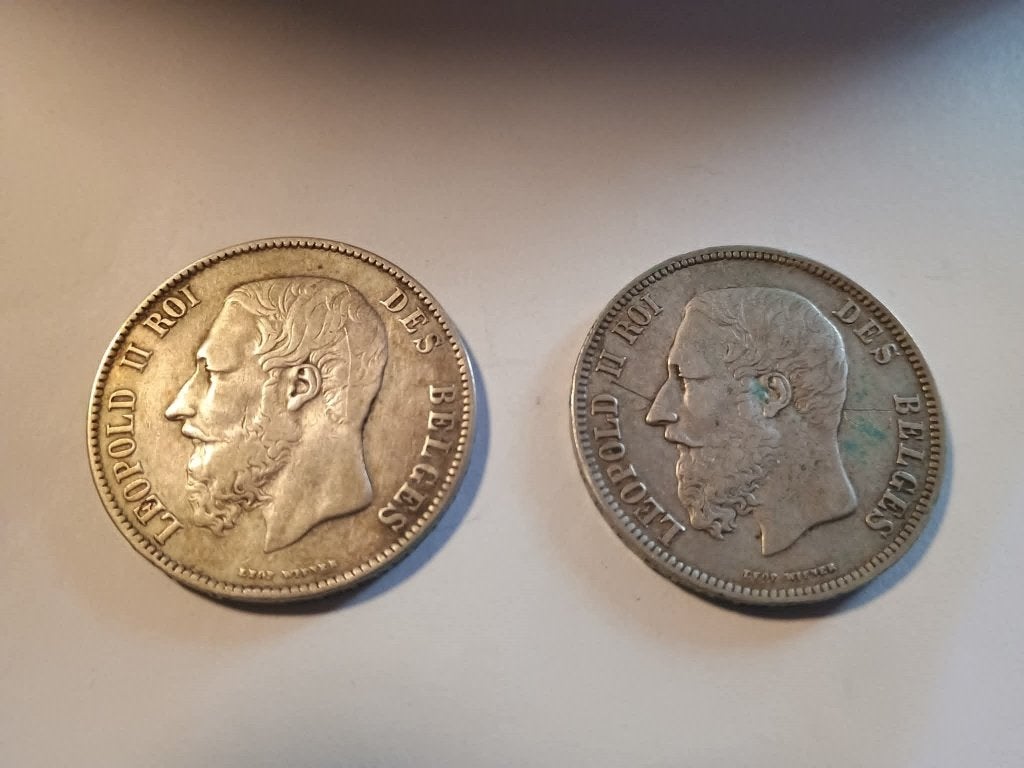5 francs Léopold II de 1868 et 1870, Timbres & Monnaies, Argent, Série, Argent, Envoi