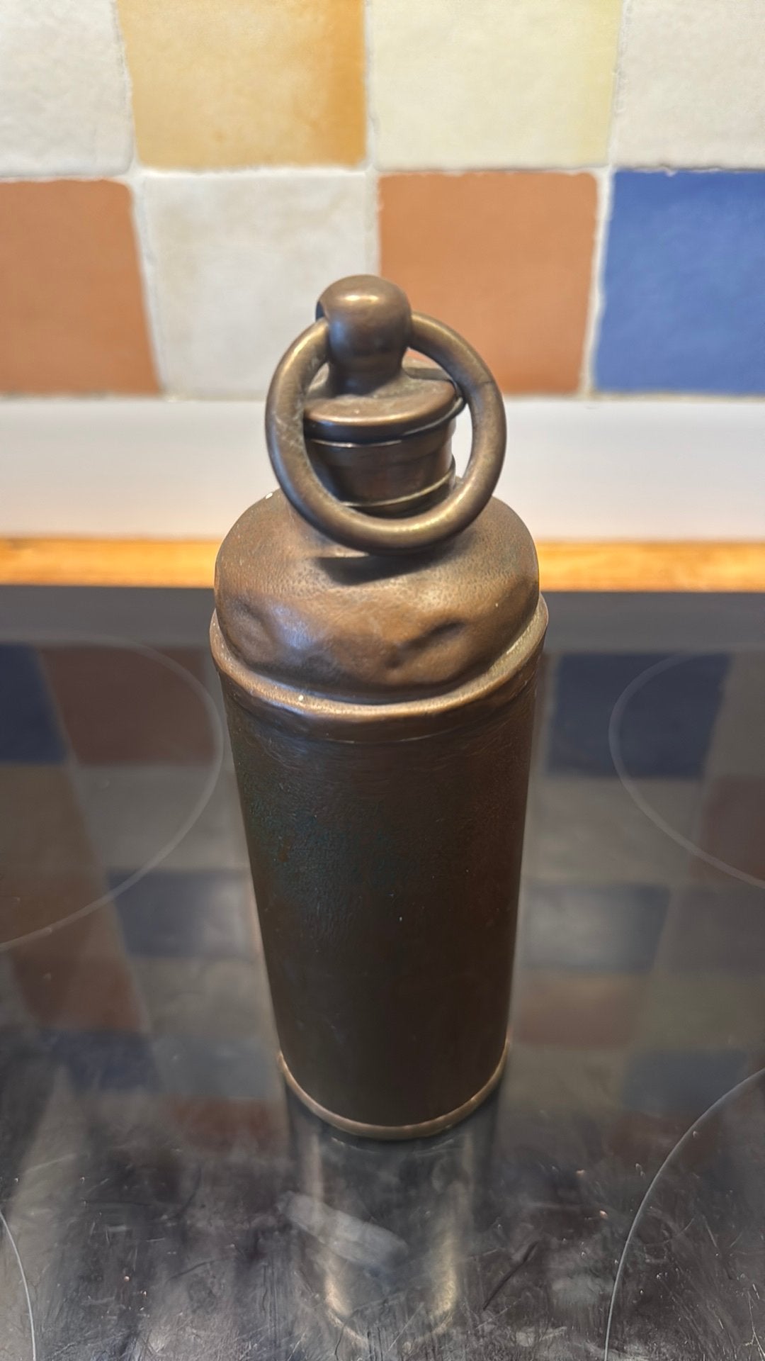 Pot de lit antique en cuivre et étain - Pot d’eau chaude, Ophalen of Verzenden