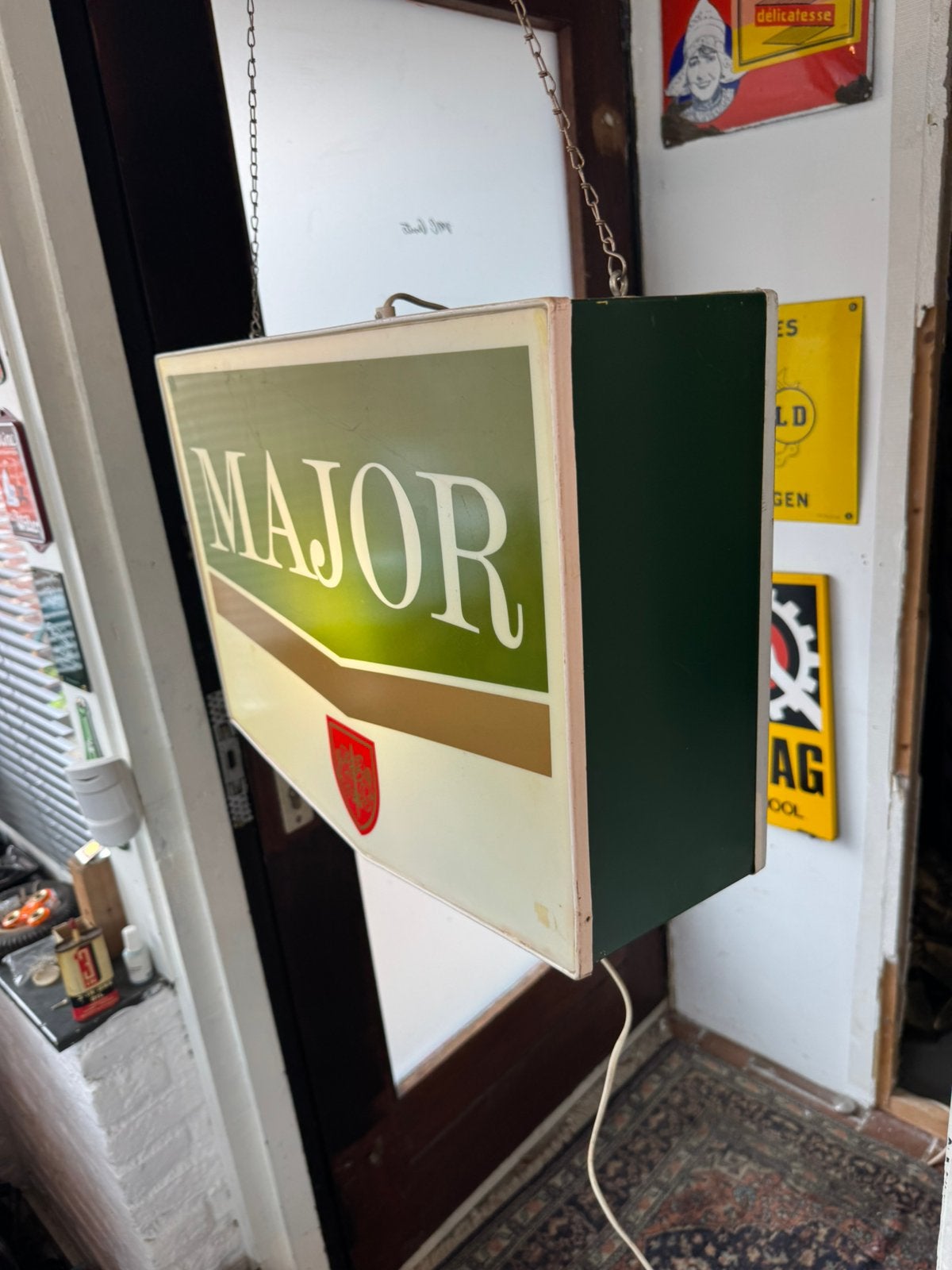 MAJOR oude reclame lichtbak, Verzamelen, Ophalen, Gebruikt, ., Lichtbak of (neon) lamp
