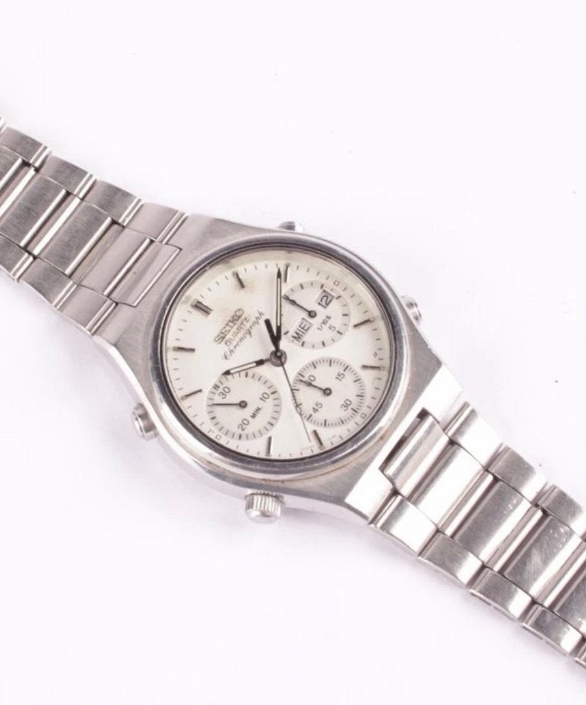 Seiko 7A38-7090 Vintage Chronograph - Zeldzaam / Ra, Seiko, Enlèvement ou Envoi, Acier, Acier