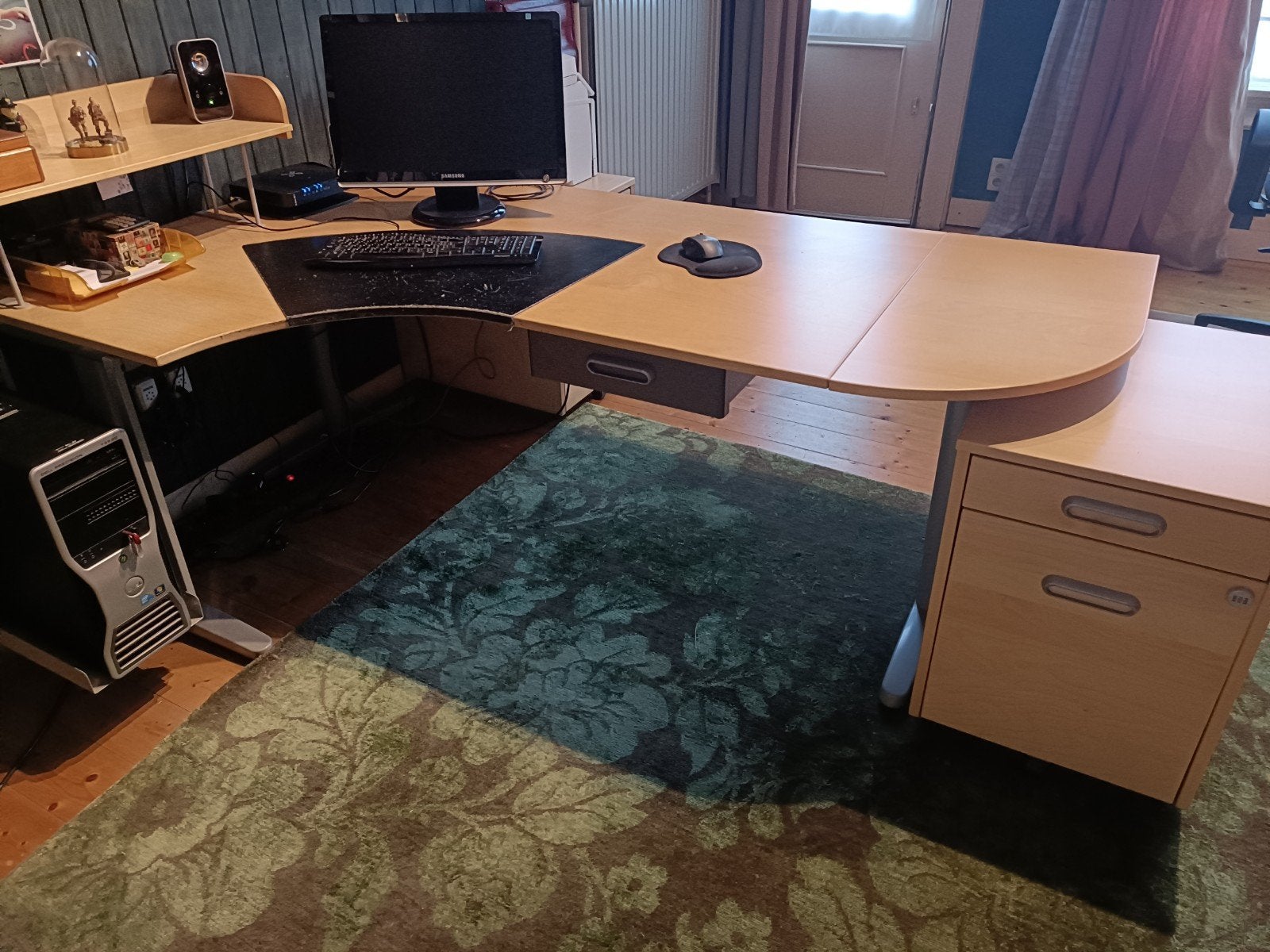 ikea hoekburo, licht hout kleurig, maten zie tekening,, Huis en Inrichting, Ophalen, 120 cm, Hout, Hoekbureau