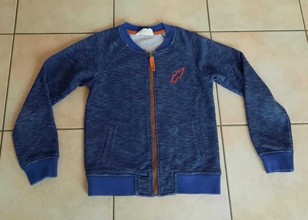 Blauw vest met oranje afwerking LIMON maat 140 of 10 jaar, Kinderen en Baby's, Trui of Vest, Ophalen of Verzenden, Zo goed als nieuw