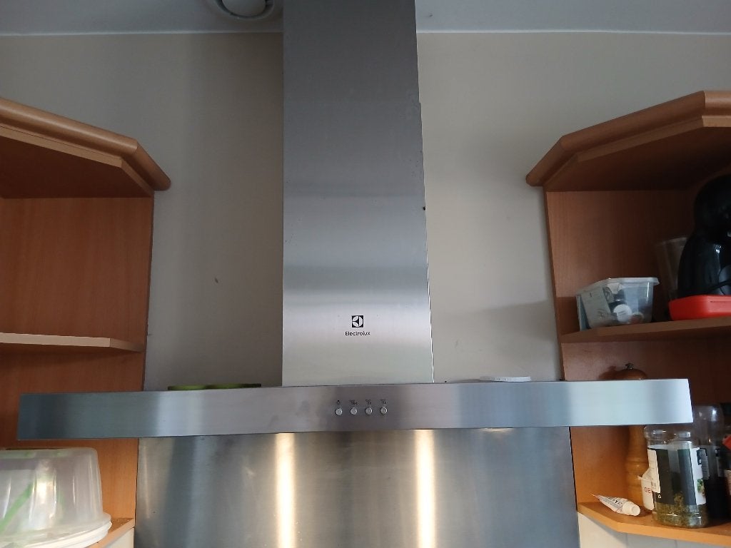 hotte 90 cm electrolux inox + cache buse, impec urgent, 600 à 800 m³/h, Hotte murale, Comme neuf, Enlèvement