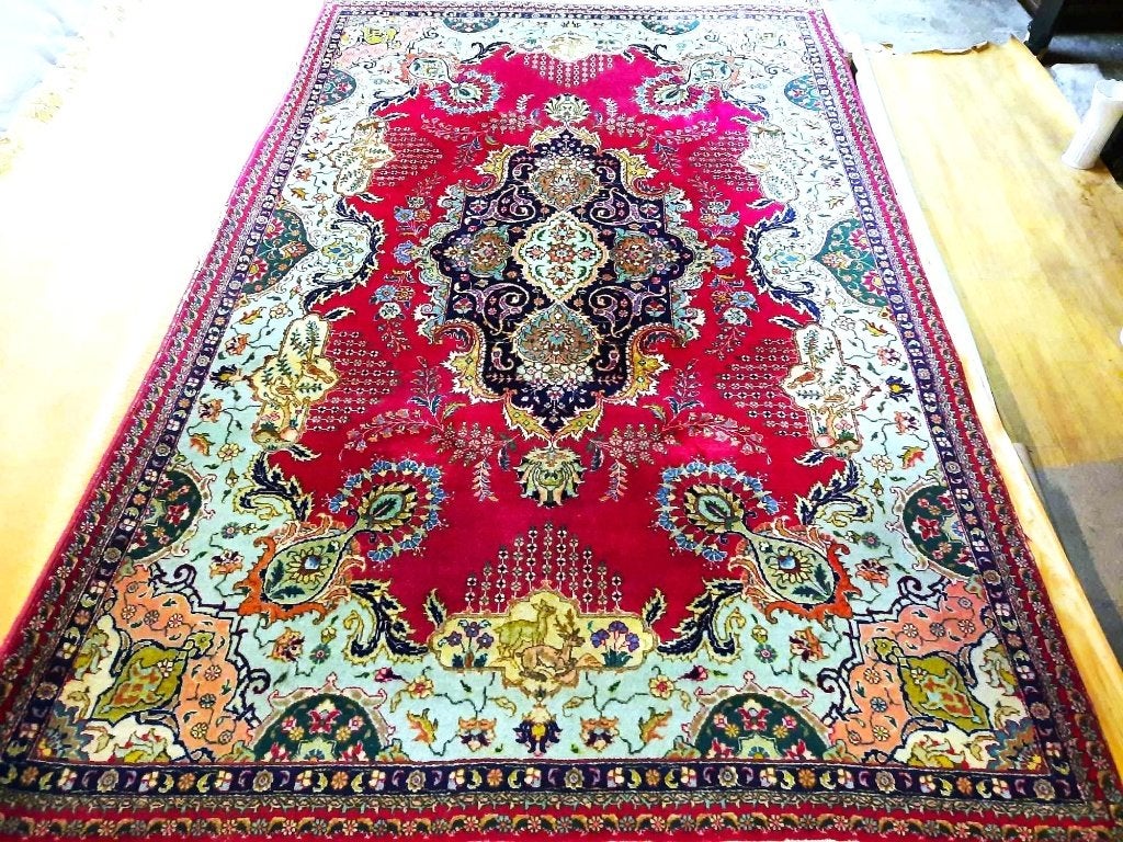 Antieke Perzisch tapijt-315x200 cm (Tabriz) Geknoopt in Iran, Antiek en Kunst, Ophalen