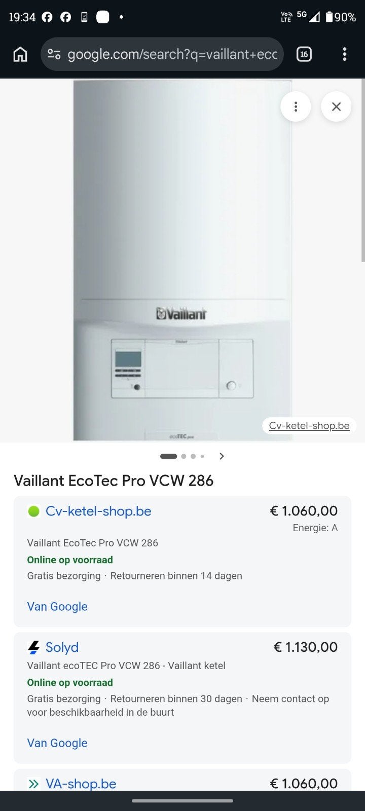 Vaillant EcoTec Pro VCW 286 /5-3 (nieuwe), Doe-het-zelf en Bouw, Chauffageketels en Boilers, Nieuw, Boiler, Aardgas, Terugslagbeveiliging (TTB)