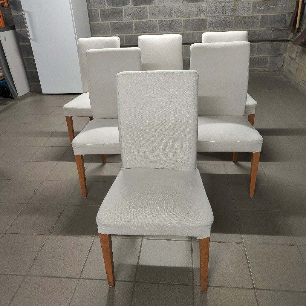 CHAISES IKEA dossier haut (6 pièces), Maison & Meubles, Chaises, Enlèvement, Blanc, Tissus, Actuel