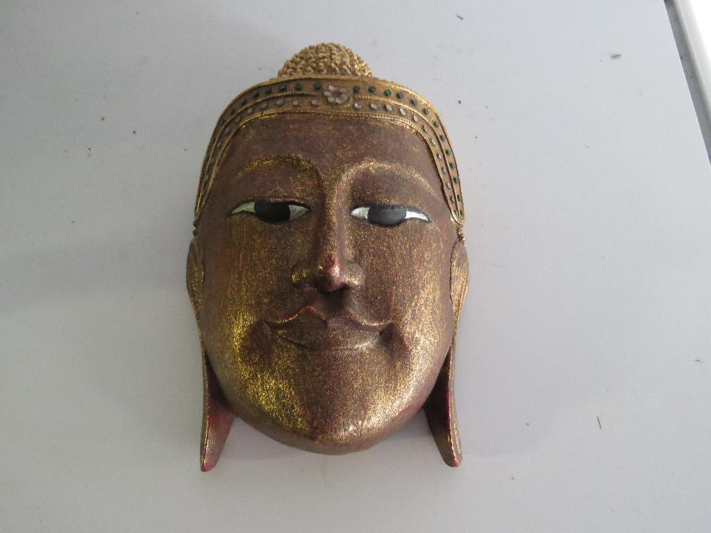 Masker Boeddha hout, Antiek en Kunst, Ophalen of Verzenden, Hout, Masker
