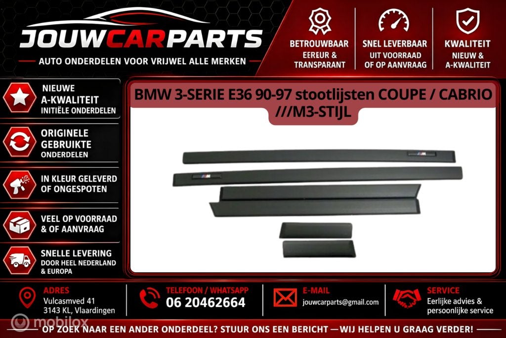 BMW E36 Coupé Cabrio M3 Stootlijsten Set 90-99, Nieuw, Ophalen of Verzenden, BMW, Stootlijsten