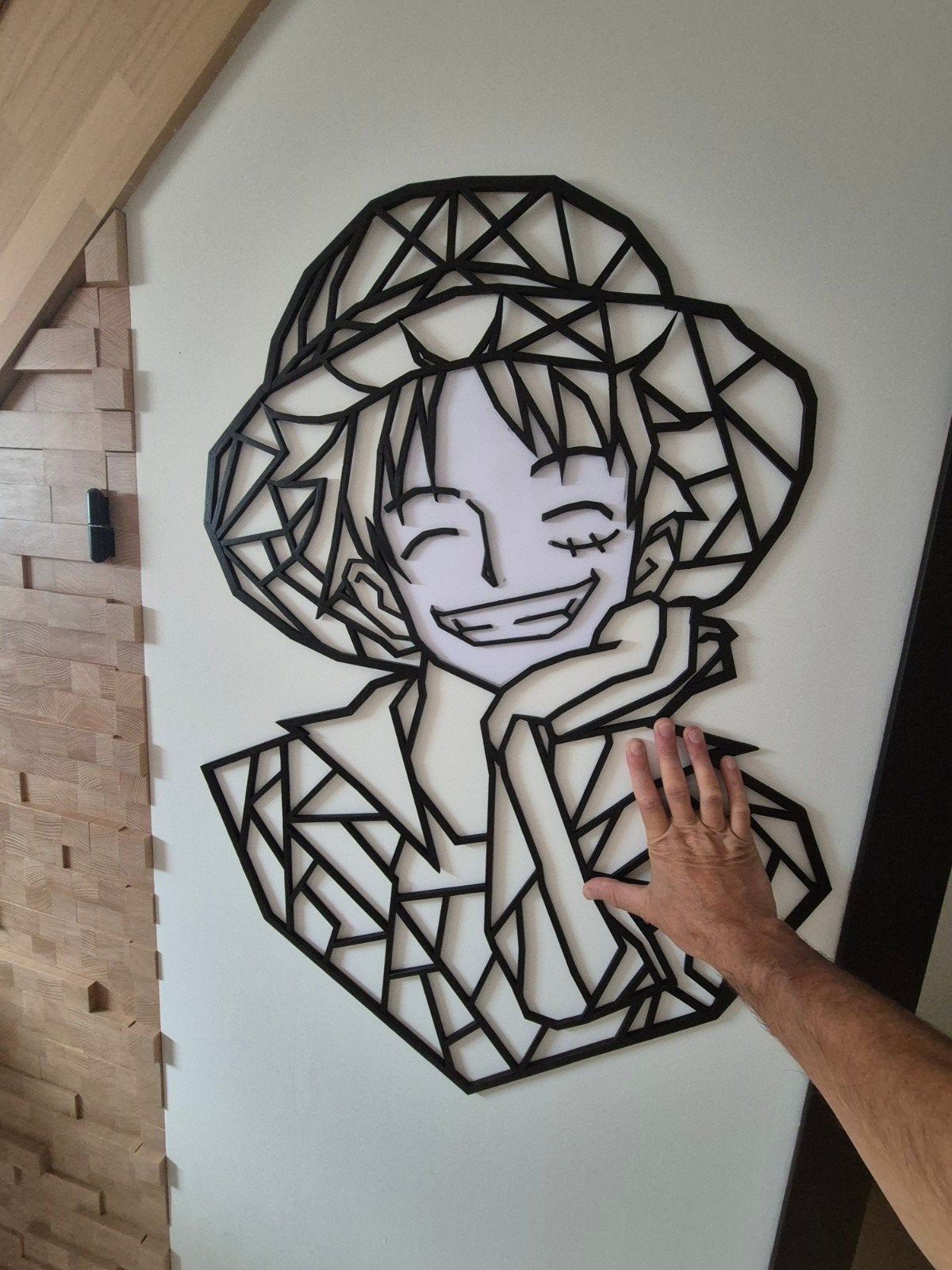 Luffy wandkaart (uit één stuk) - geometrisch ontwerp, Nieuw, 66 cm, Handgemaakt, Modern