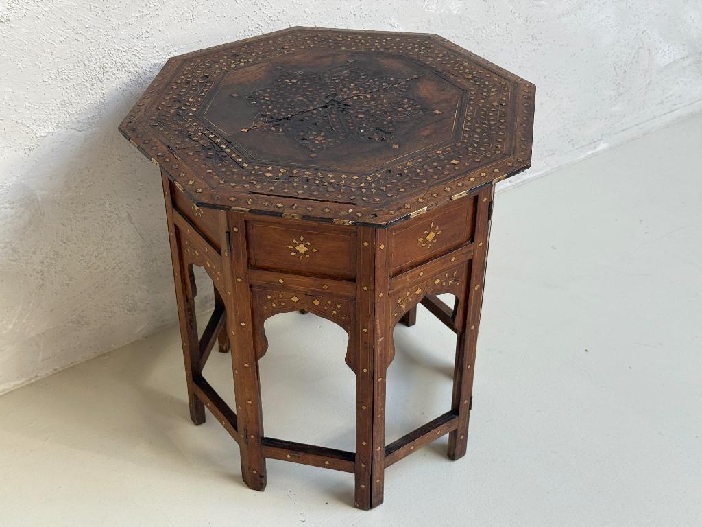 Antieke Vouwbare Bijzettafel uit India uit ca. 1900, Ophalen of Verzenden