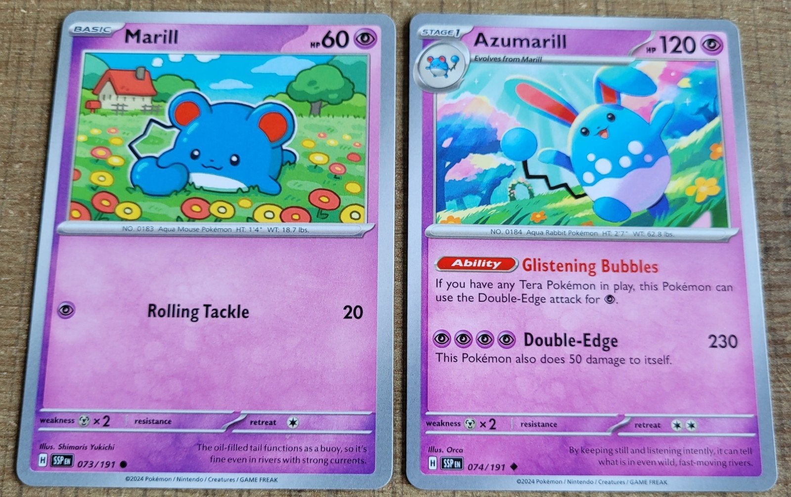 Marill (073/191) + Azumarill (074/191), Ophalen of Verzenden, Zo goed als nieuw, Meerdere kaarten