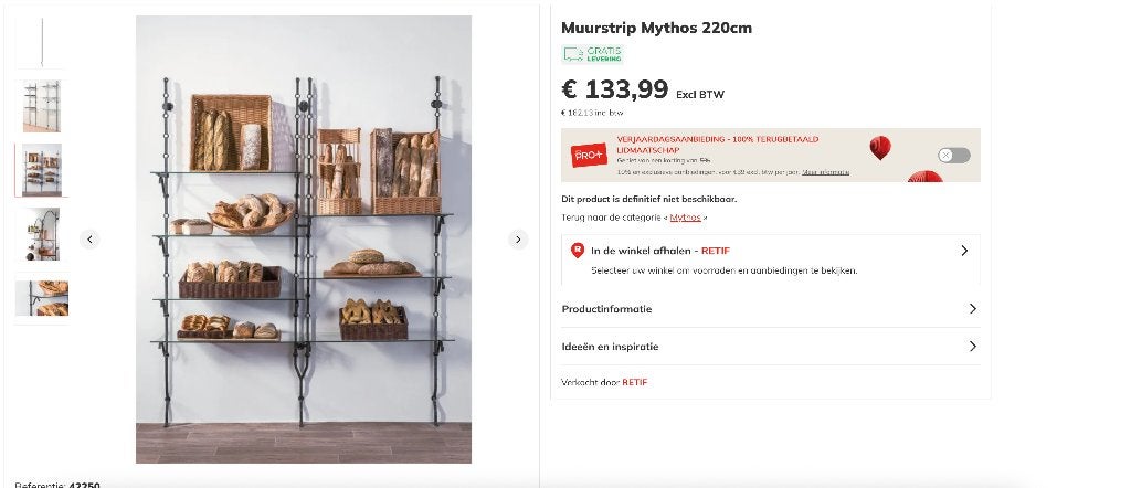 wandrek, muurstrip, gietijzeren wandrek, kledingrek,, Enlèvement, Comme neuf