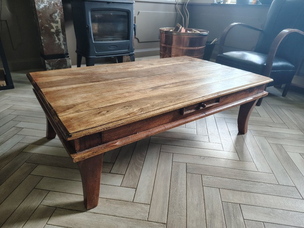 Grote houten salontafel, Huis en Inrichting, Tafels | Salontafels, Gebruikt, 100 tot 150 cm, Overige houtsoorten, 50 tot 100 cm