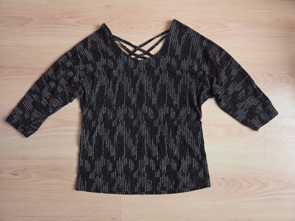Chemise noire à paillettes - Batida - taille 1 (36), Vêtements | Femmes, Manches courtes, Enlèvement ou Envoi, Taille 36 (S), Porté