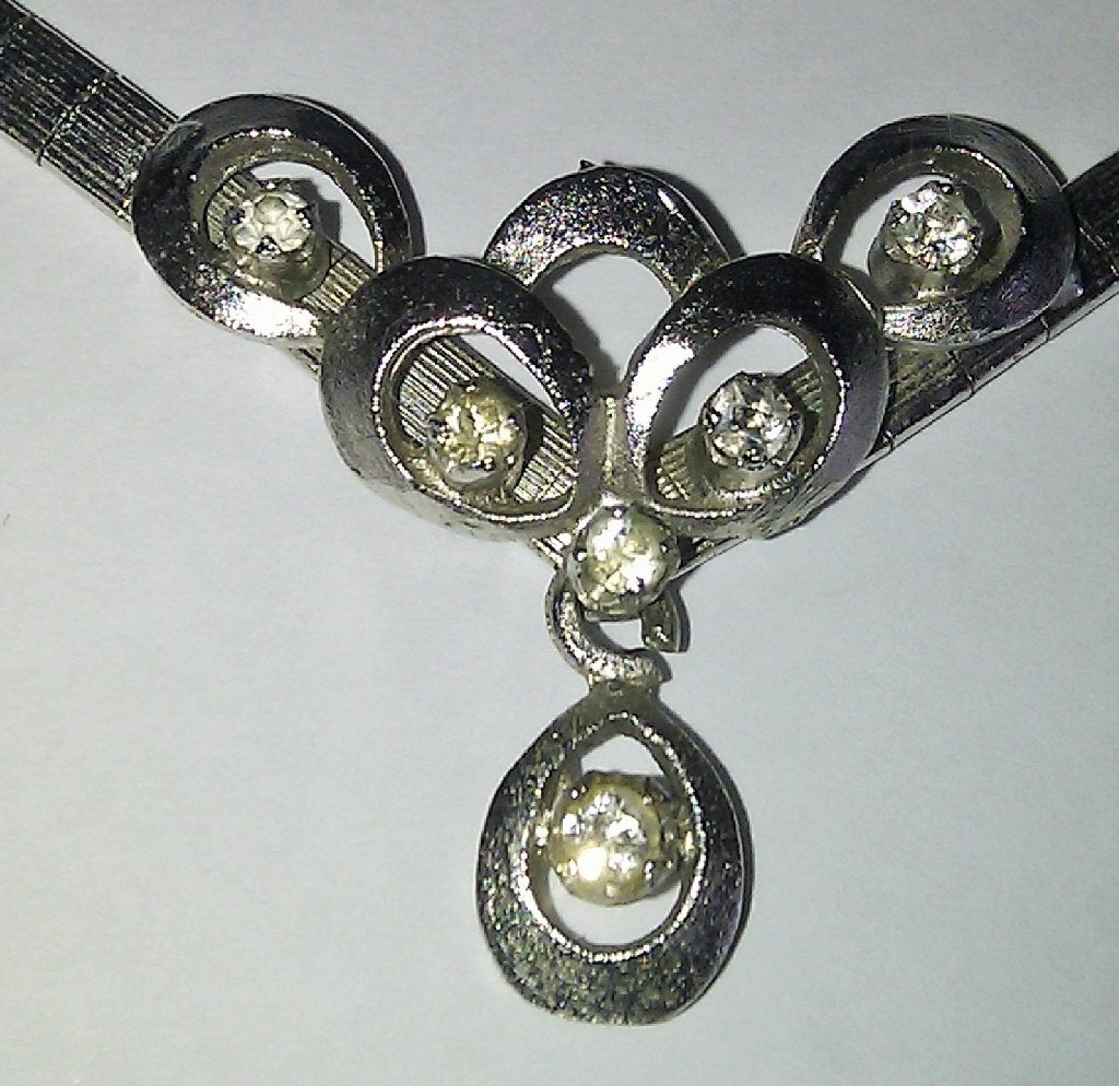 Collier argent .835, pendentif 6 Swarovski ** COMME NEUF **, Enlèvement ou Envoi, Comme neuf, Avec pendentif, Argent