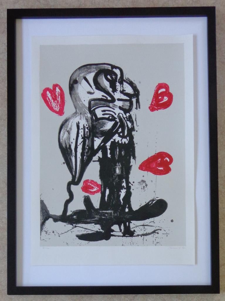 FRED BERVOETS / TYPISCHE FIGURATIE ZEEFDRUK 105x77cm KADER, Antiquités & Art, Enlèvement
