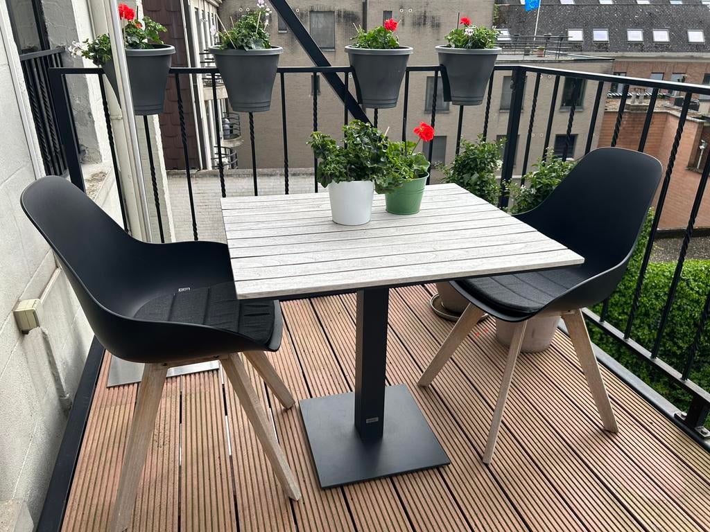 Teak tafel met 2 kuipstoelen - Bristol, Tuin en Terras, Gebruikt, Teakhout, Tuinset, Eettafel