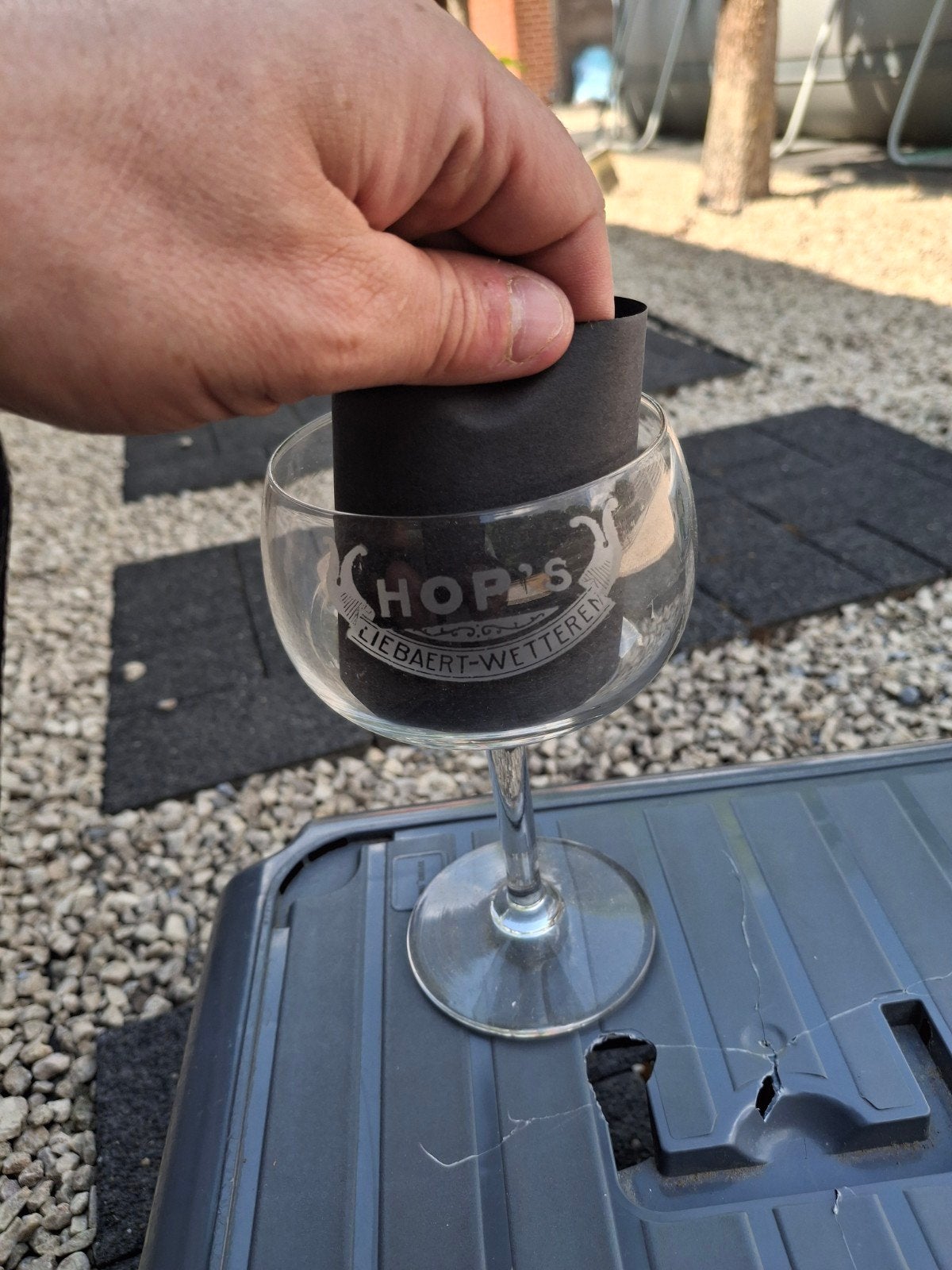Oud gezuurd bierglas hops ale liebaert wetteren, Verzamelen, Biermerken, Ophalen of Verzenden