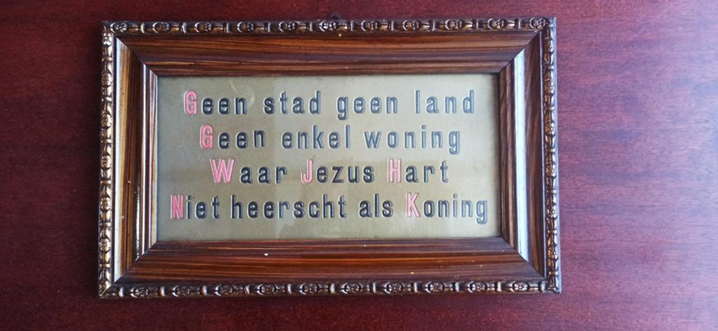 Religieuze uitspraak in houten kader, Ophalen of Verzenden