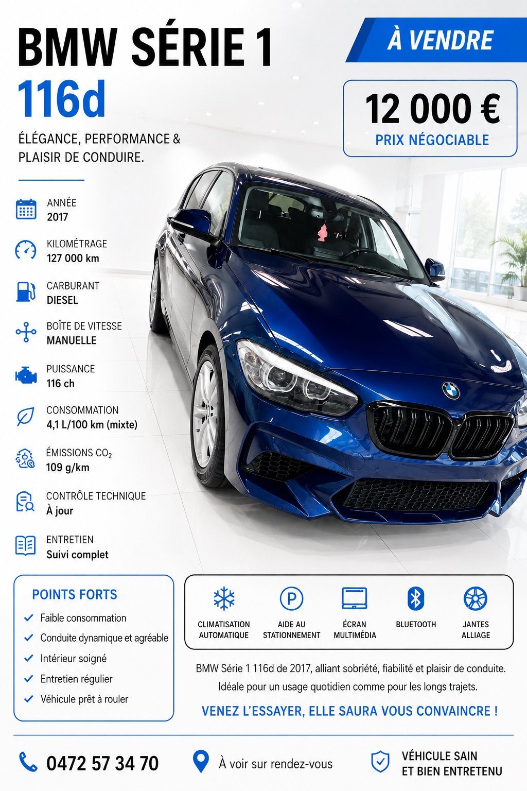 Bmw serie 1, Autos, Achat, Euro 6, Boîte manuelle, Noir