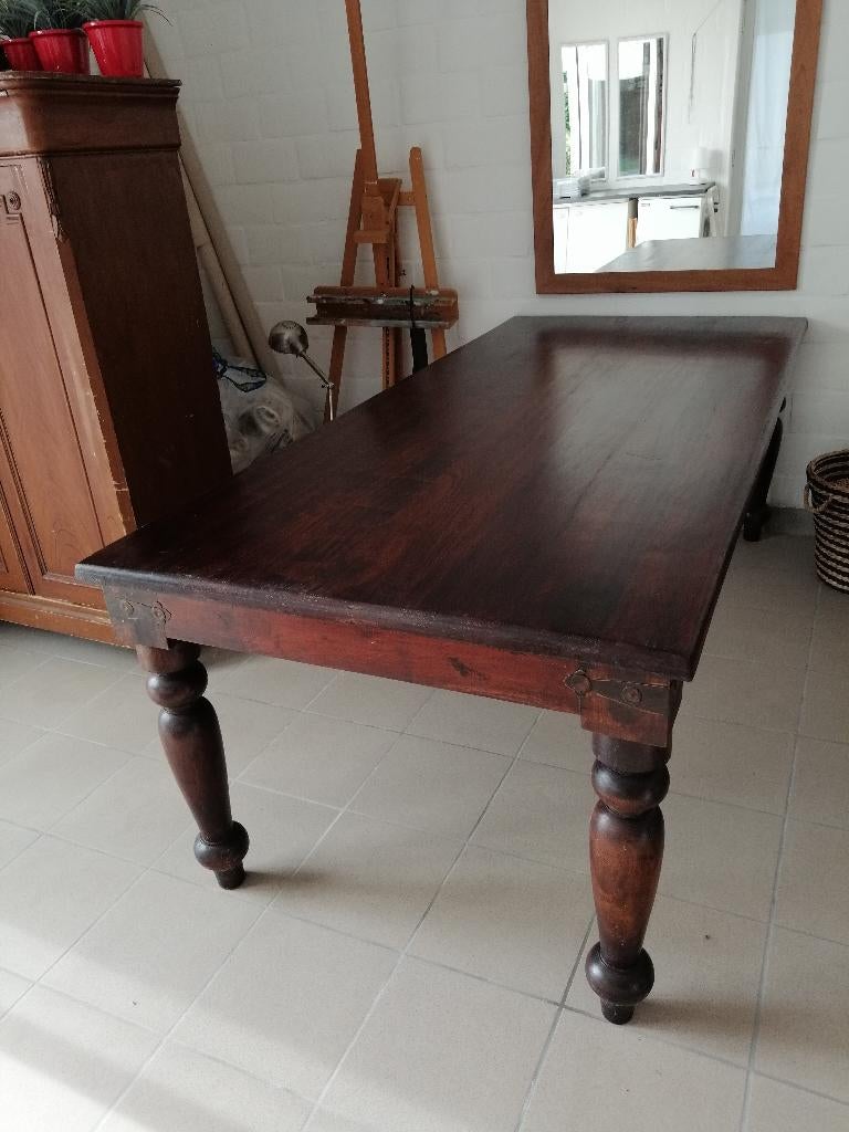 Houten tafel 220 x 100 x 76, Huis en Inrichting, Ophalen, 200 cm of meer, 50 tot 100 cm, Zo goed als nieuw