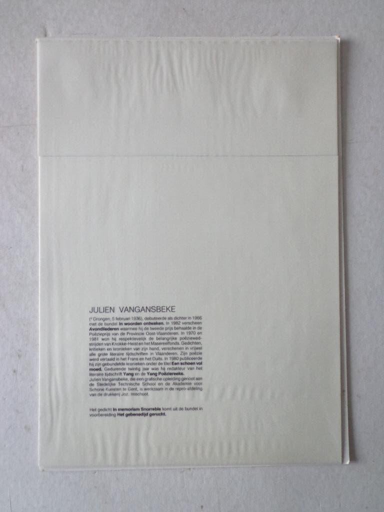 gedicht Julien Vangansbeke "Snorrebie" uitgeverij Imschoot, Livres, Poèmes & Poésie, Utilisé, Un auteur, Enlèvement ou Envoi
