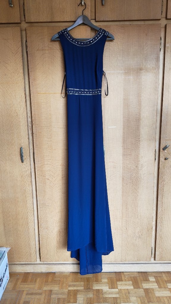 TFNC London - galajurk - marineblauw, Kleding | Dames, Jurken, Zo goed als nieuw, Onder de knie, ANDERE, Maat 38/40 (M)