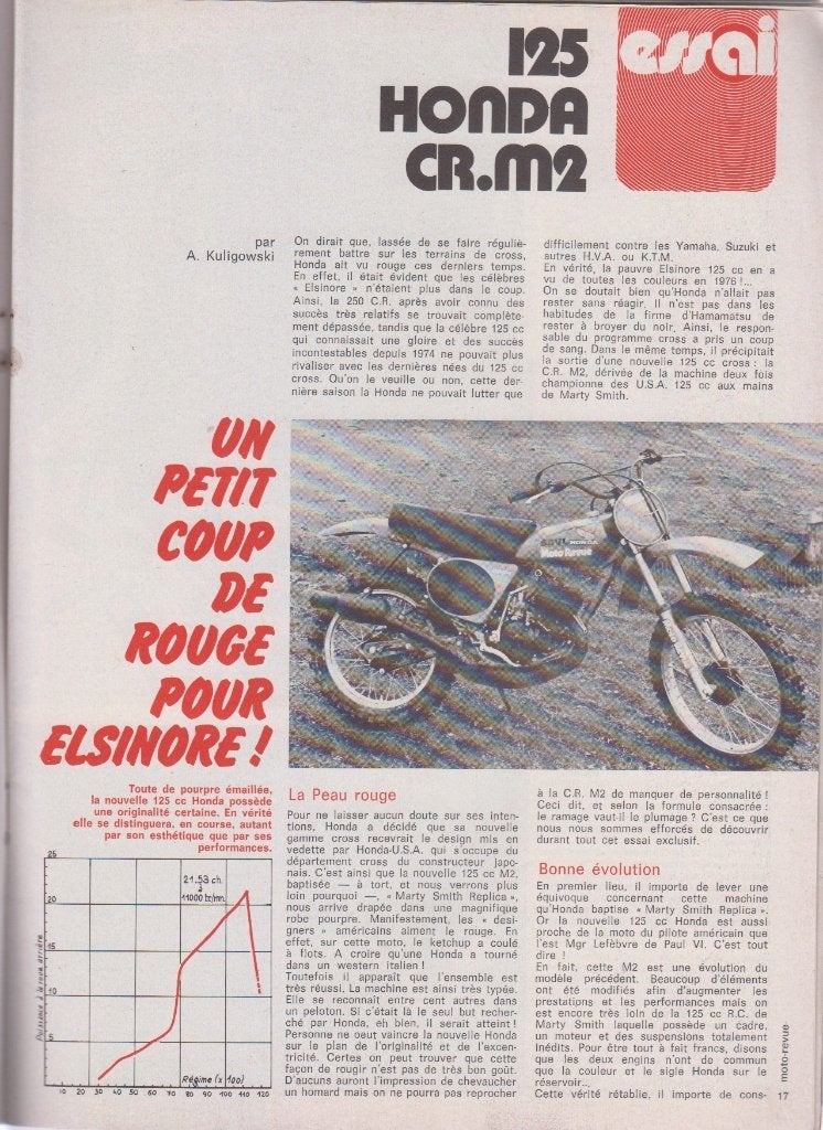 1976 Moto Cross Honda CR 125 Elsinore collection, Envoi, Utilisé