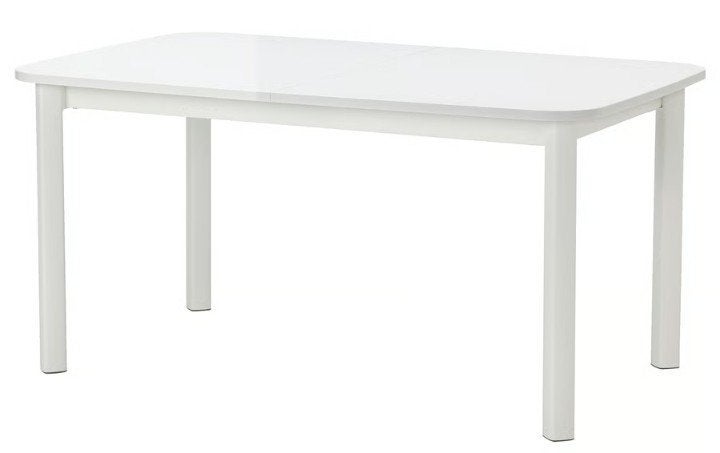 Witte uitschuifbare tafel, Huis en Inrichting, Ophalen, Zo goed als nieuw, Rechthoekig, 50 tot 100 cm